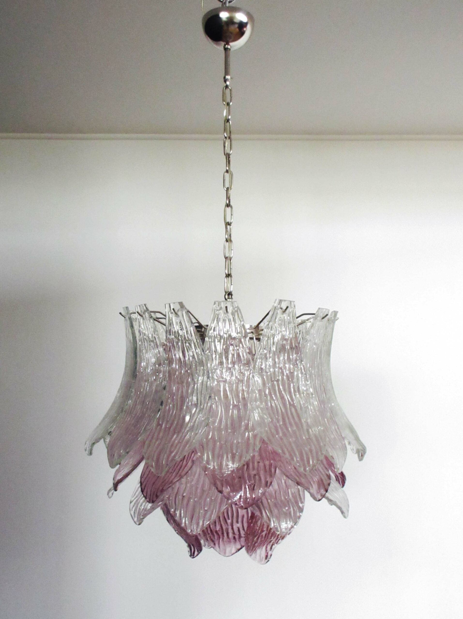 Murano Chandelier – 38 Clear Purple Crostoli Glass – detail 7 – Murano Classics
