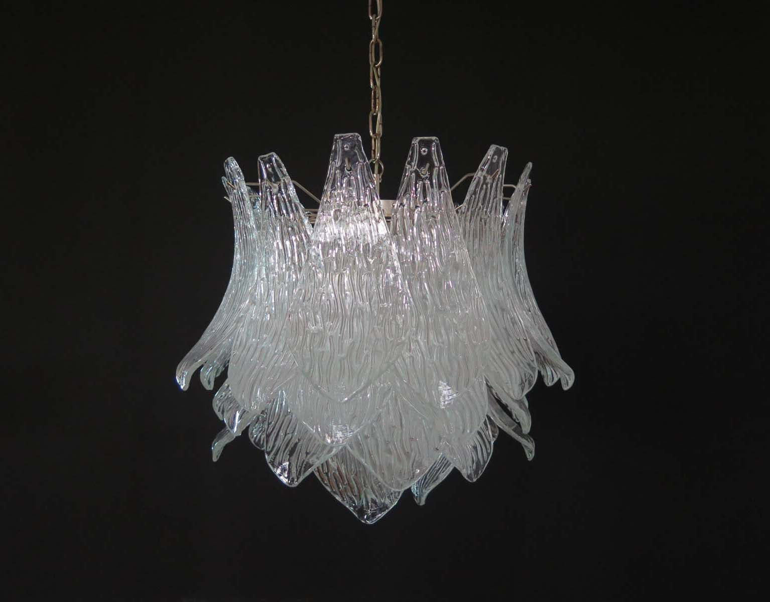Lustre Murano – 38 Verres Crostoli Transparents – détail 9 – Murano Classics