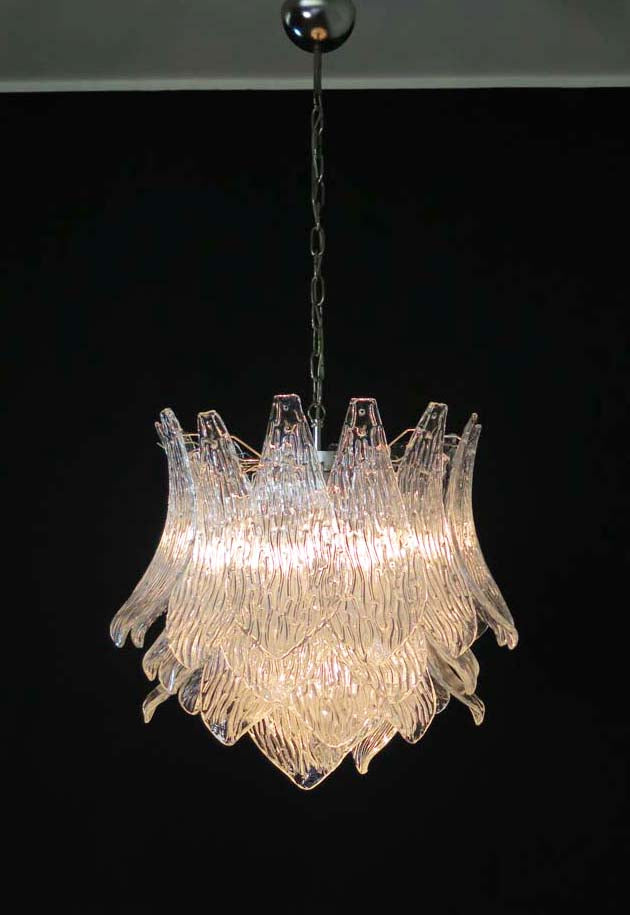 Lustre Murano – 38 Verres Crostoli Transparents – détail 3 – Murano Classics