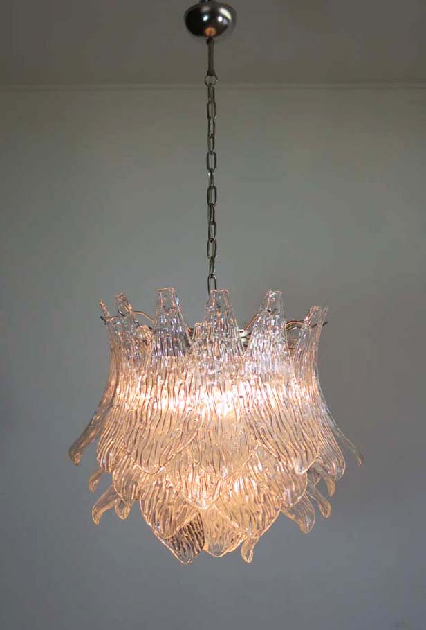 Lustre Murano – 38 Verres Crostoli Transparents – détail 5 – Murano Classics