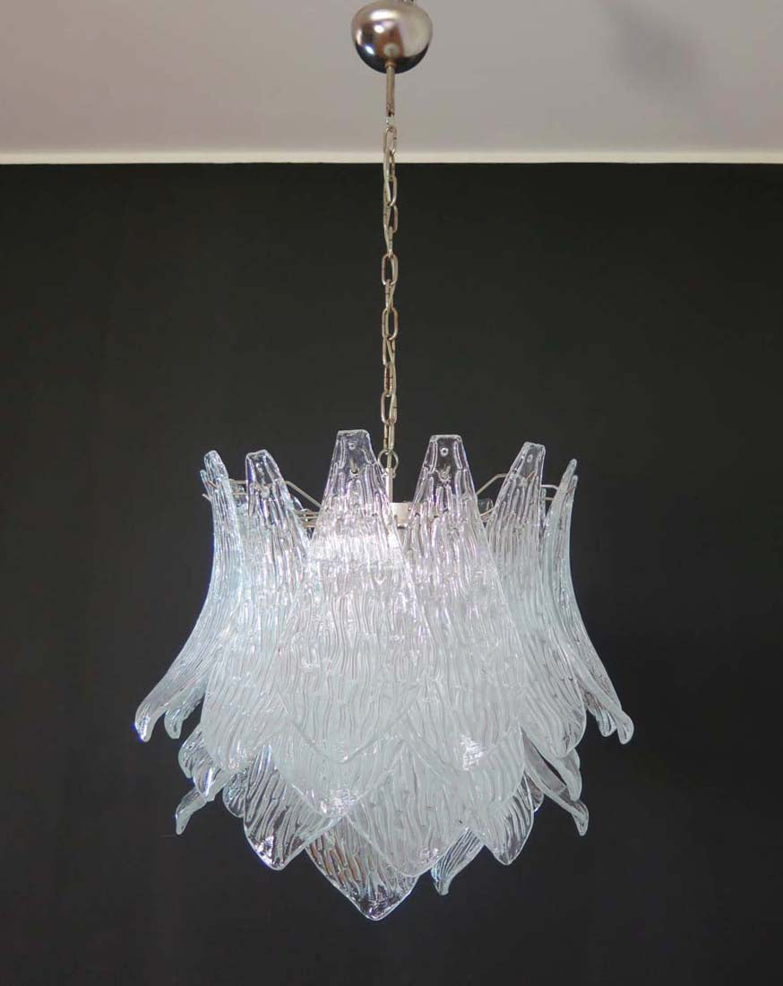 Lustre Murano – 38 Verres Crostoli Transparents – détail 8 – Murano Classics