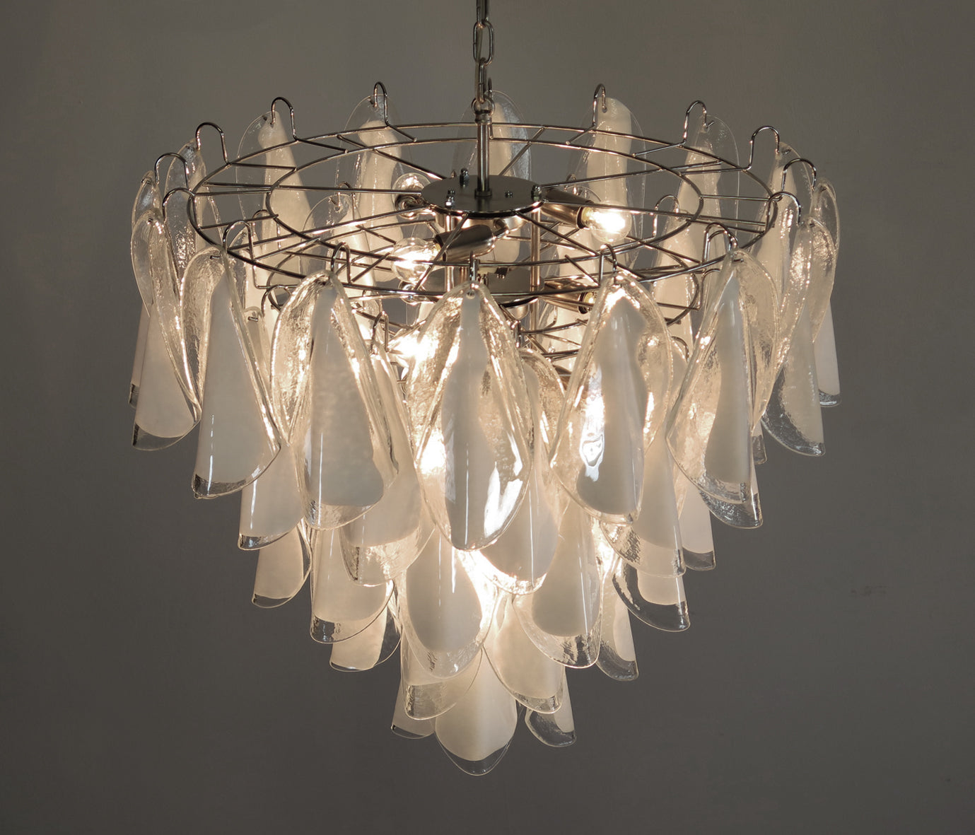 Murano Lysekrone – 50 Hvite Klare Rondiniglass – detalj 8 – Murano Classics