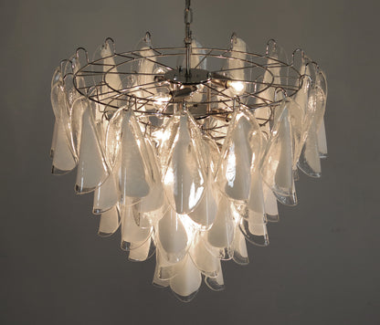 Murano Lysekrone | 50 Hvite Klare Rondiniglass