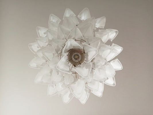 Murano Lysekrone | 57 Hvite Klare Rondiniglass