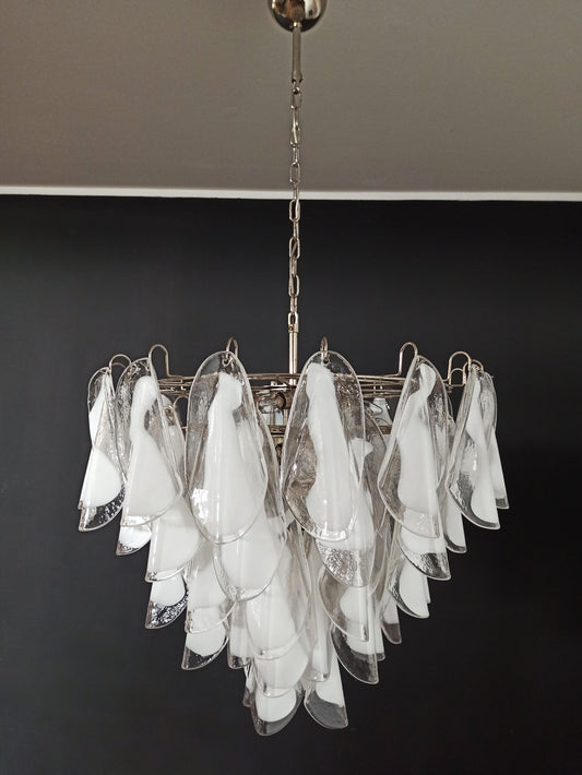 Murano Lysekrone | 57 Hvite Klare Rondiniglass