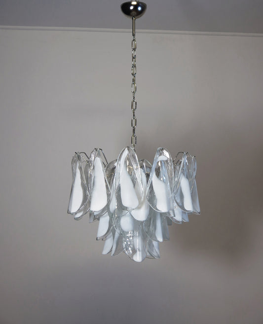 Murano Lysekrone | 36 Hvite Klare Rondiniglass