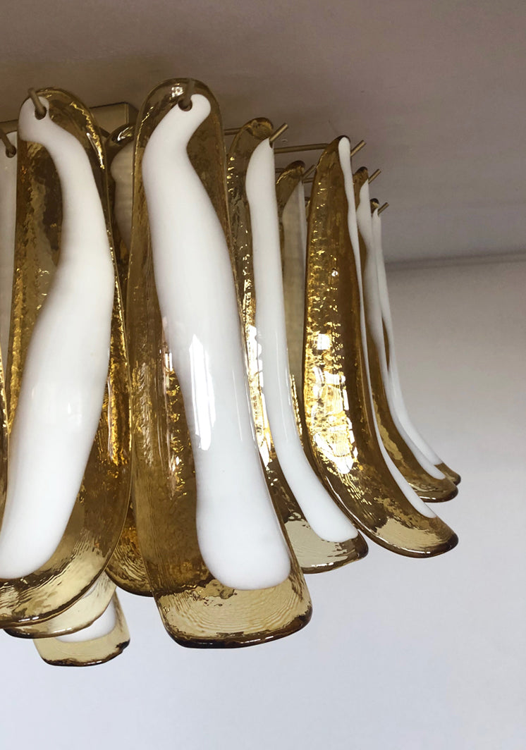 Murano Taklampe | 64 Karamel Konglebladglass