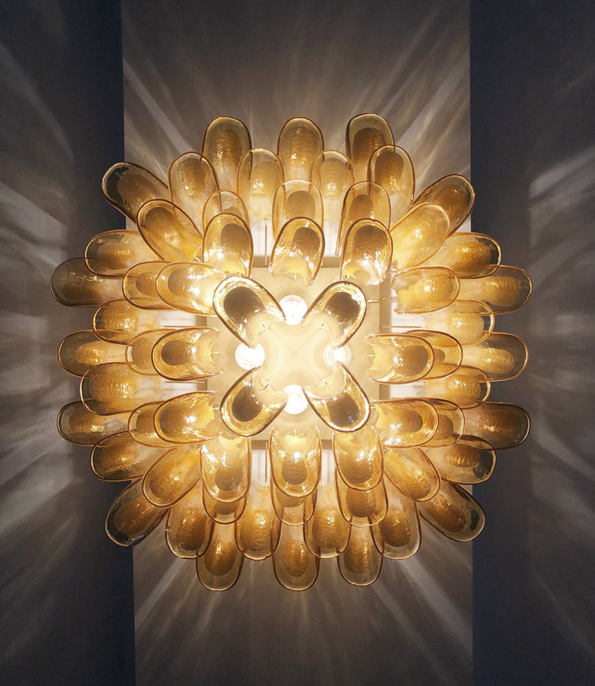 Murano Deckenlampe – 64 Karamel Blütenblattglas – Detail 5 – Murano Classics