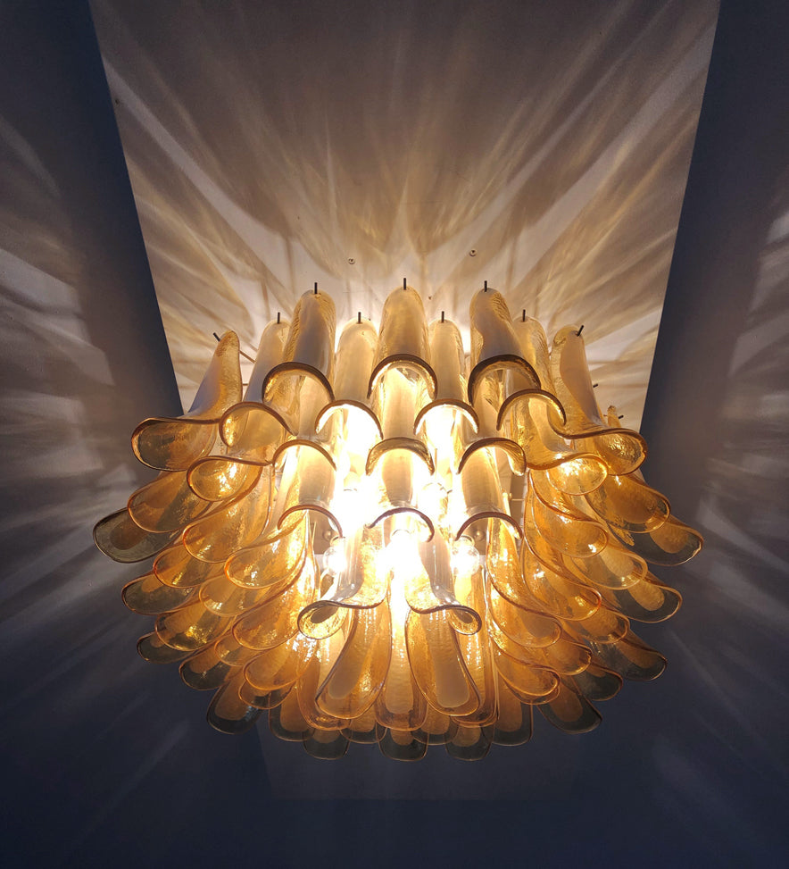 Murano Taklampe | 64 Karamel Konglebladglass