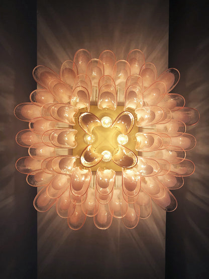 Murano Taklampe | 64 Rosa Konglebladglass