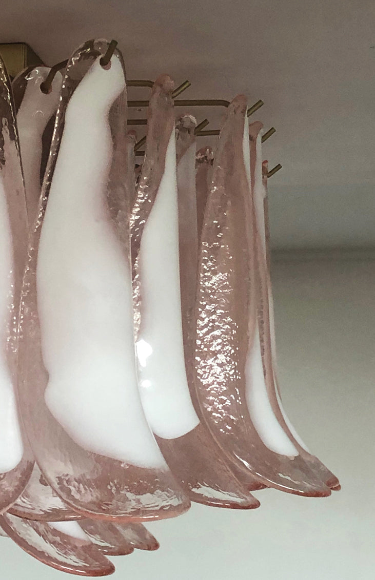 Murano Taklampe | 64 Rosa Konglebladglass