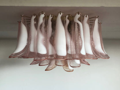 Murano Taklampe | 64 Rosa Konglebladglass