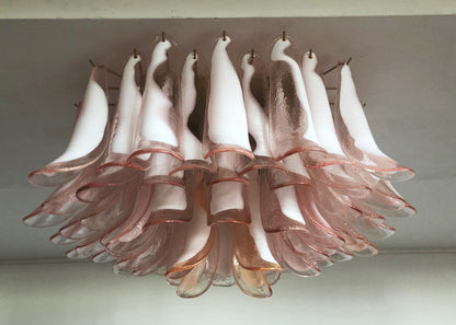 Murano Taklampe | 64 Rosa Konglebladglass