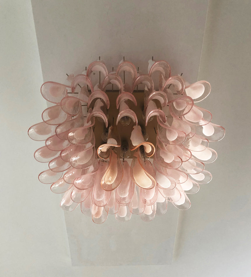 Murano Taklampe | 64 Rosa Konglebladglass