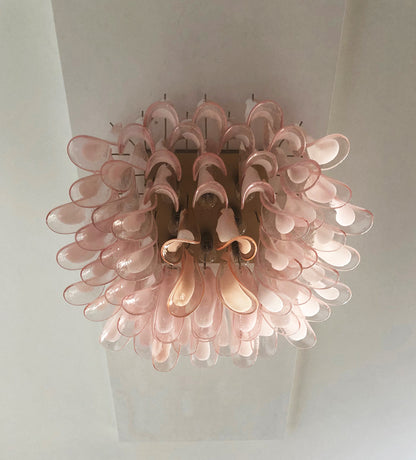 Murano Taklampe | 64 Rosa Konglebladglass