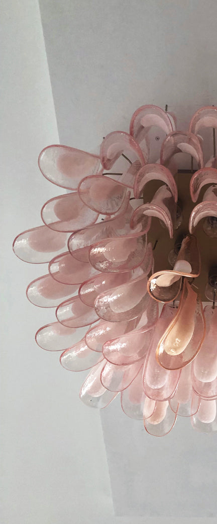 Murano Taklampe | 64 Rosa Konglebladglass