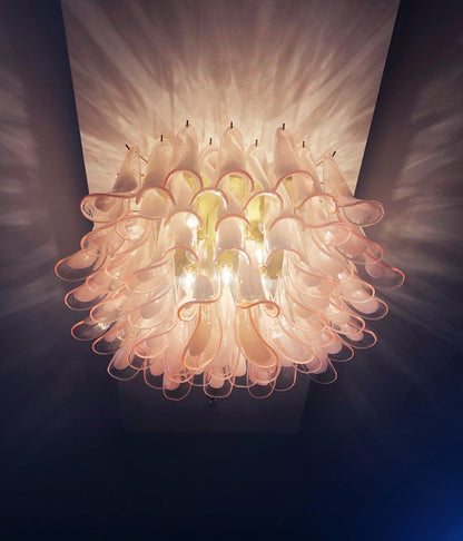 Murano Taklampe | 64 Rosa Konglebladglass