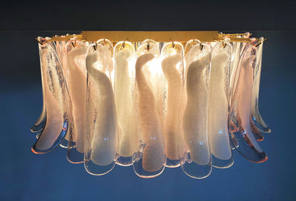 Murano Taklampe | 64 Klar, Rosa Konglebladglass