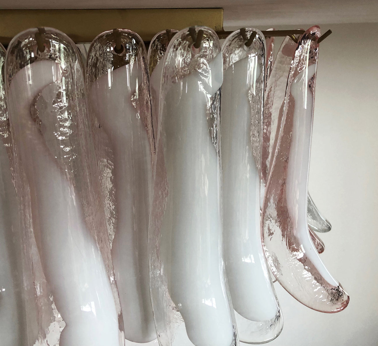 Murano Taklampe | 64 Klar, Rosa Konglebladglass