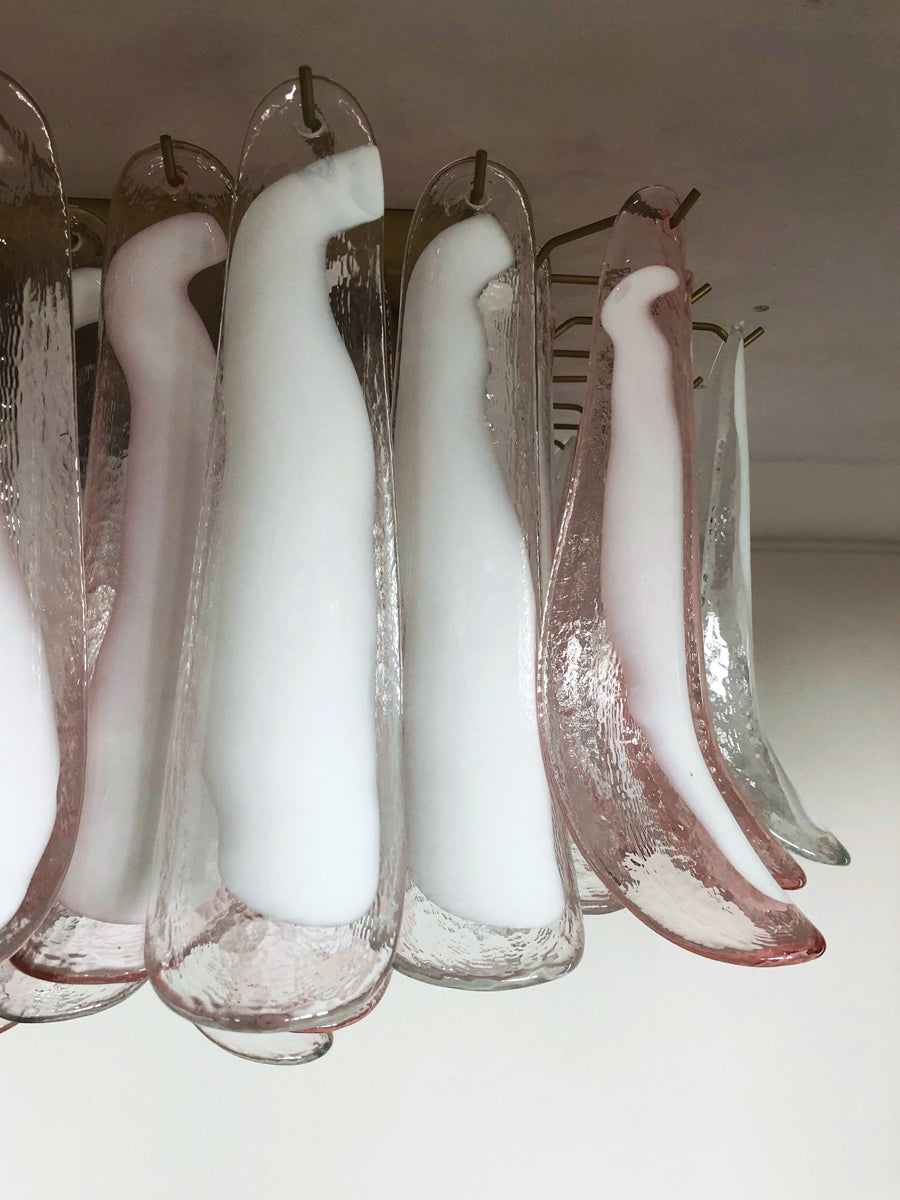 Murano Taklampe | 64 Klar, Rosa Konglebladglass