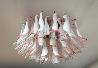 Murano Taklampe | 64 Klar, Rosa Konglebladglass