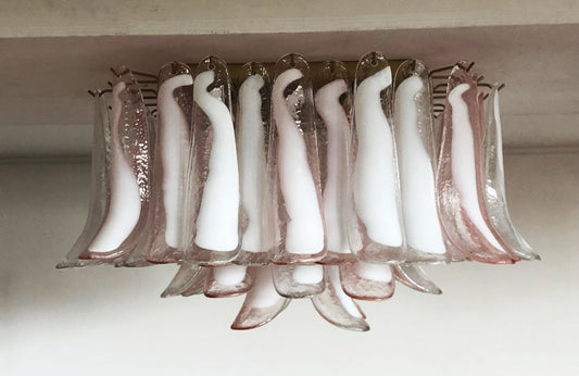 Murano Taklampe | 64 Klar, Rosa Konglebladglass