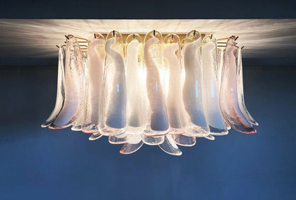 Murano Taklampe | 64 Klar, Rosa Konglebladglass