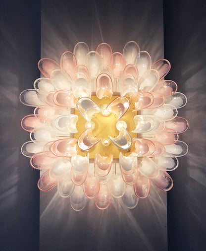 Murano Taklampe | 64 Klar, Rosa Konglebladglass