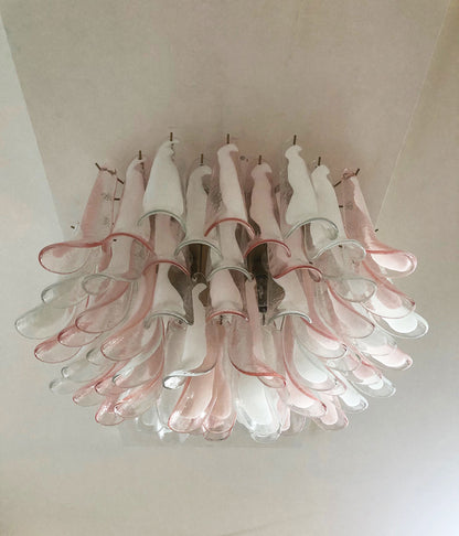 Murano Taklampe | 64 Klar, Rosa Konglebladglass