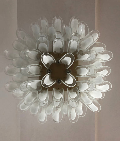 Murano Taklampe | 64 Hvite Konglebladglass