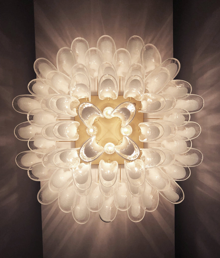 Murano Ceiling Lamp – 64 White Petal Glass – detail 9 – Murano Classics
