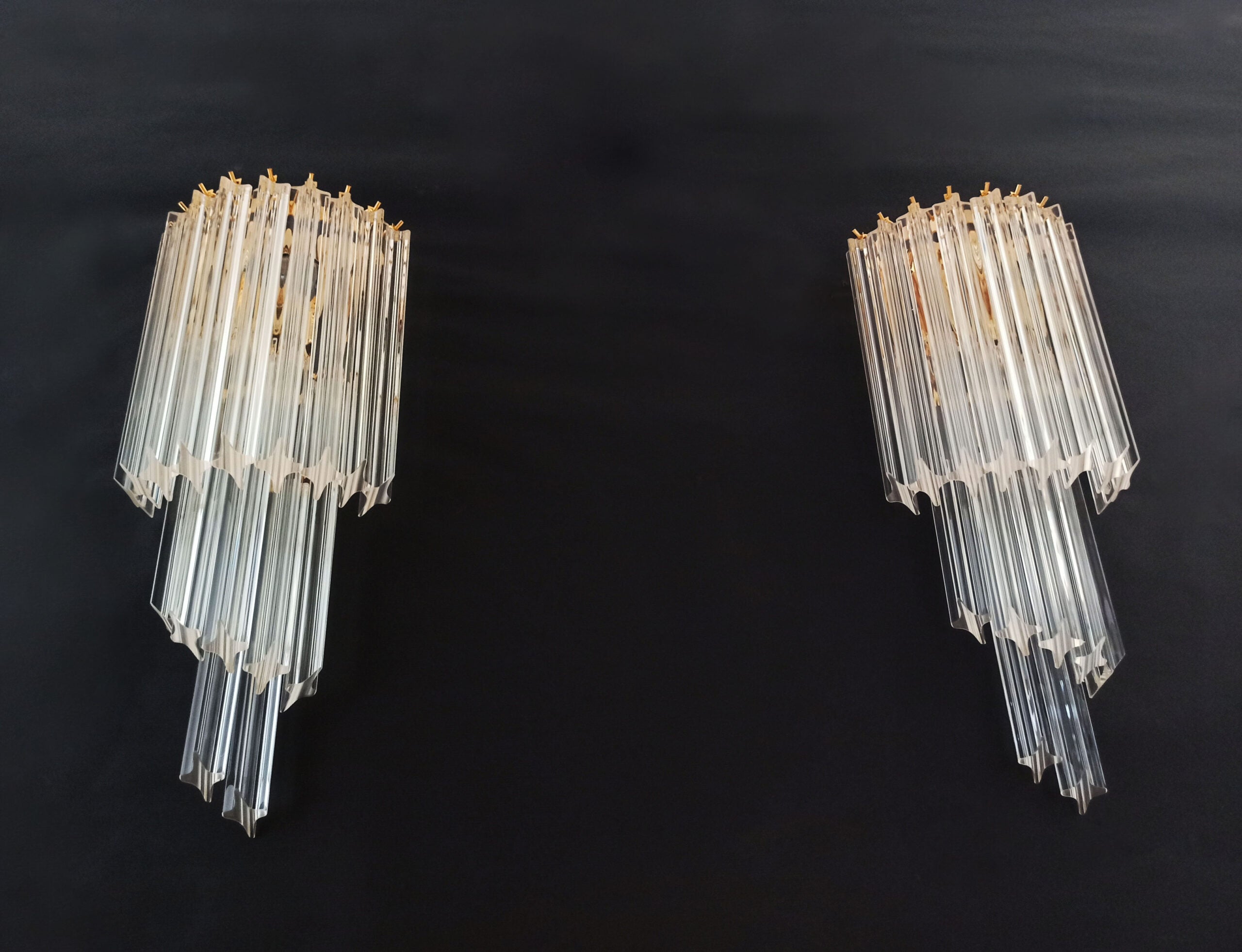 Murano Vegglampe | 16 Klare Prismeglass | 1 par