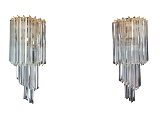 Murano Wall Lamp | 16 Clear Prism Glass | 2 pcs