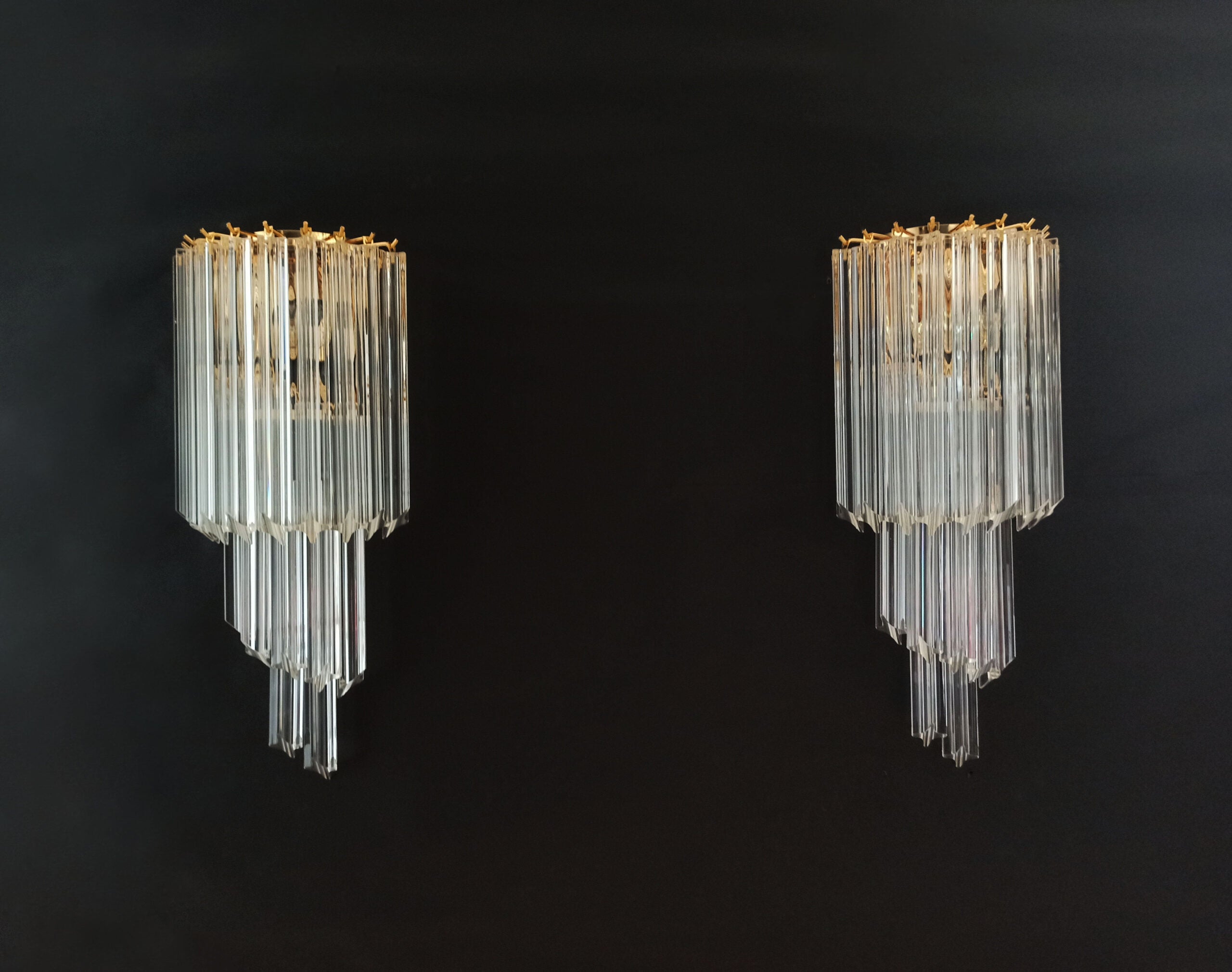 Murano Wall Lamp | 16 Clear Prism Glass | Set of 2