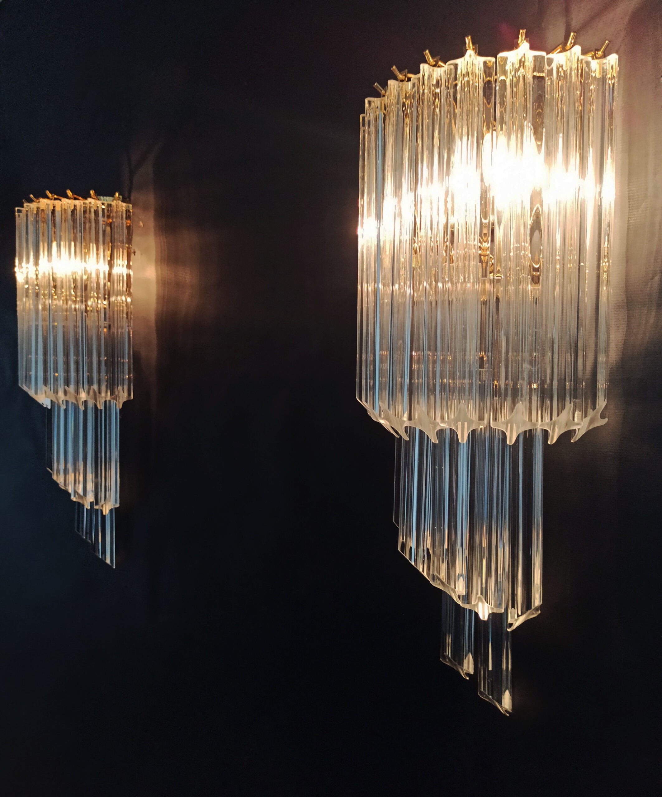 Murano Wall Lamp | 16 Clear Prism Glass | Set of 2