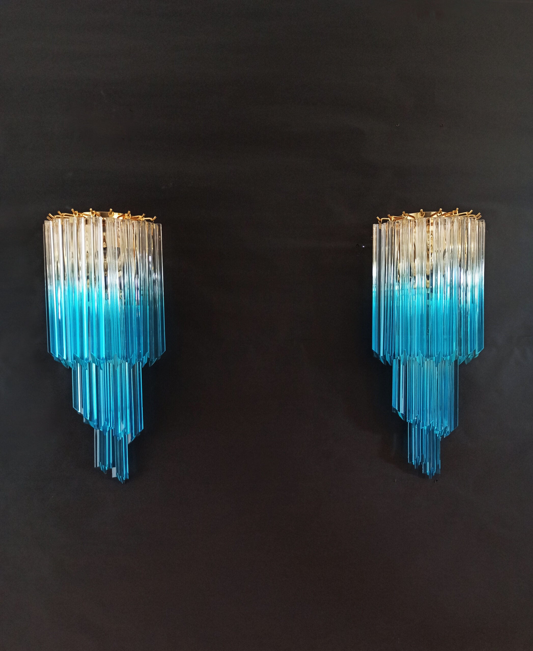 Murano Wall Lamp | 32 Clear Blue Prism Glass | Set of 2