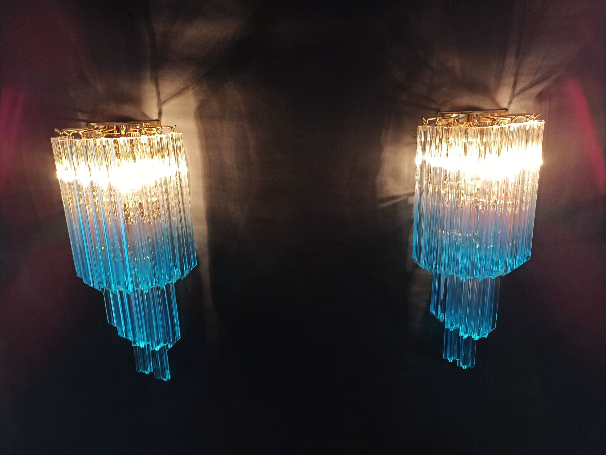 Murano Wall Lamp | 32 Clear Blue Prism Glass | Set of 2