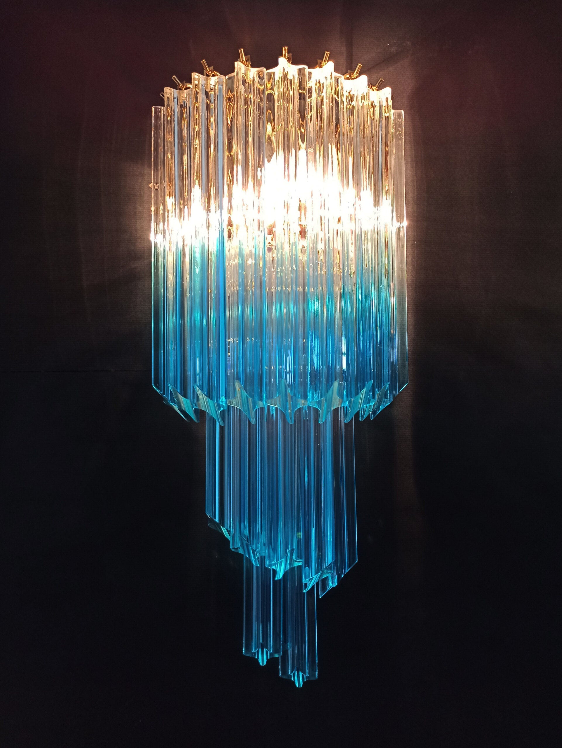 Murano Wall Lamp | 32 Clear Blue Prism Glass | Set of 2