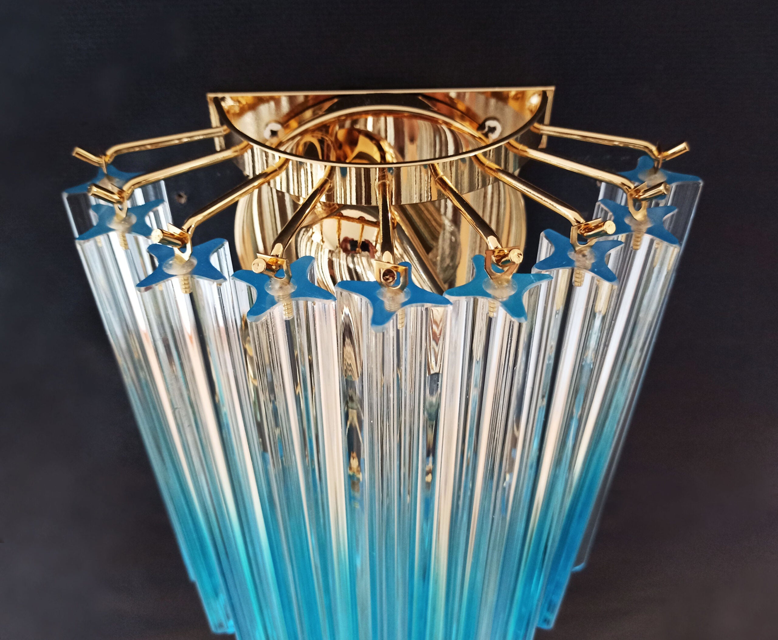 Murano Wall Lamp | 32 Clear Blue Prism Glass | Set of 2
