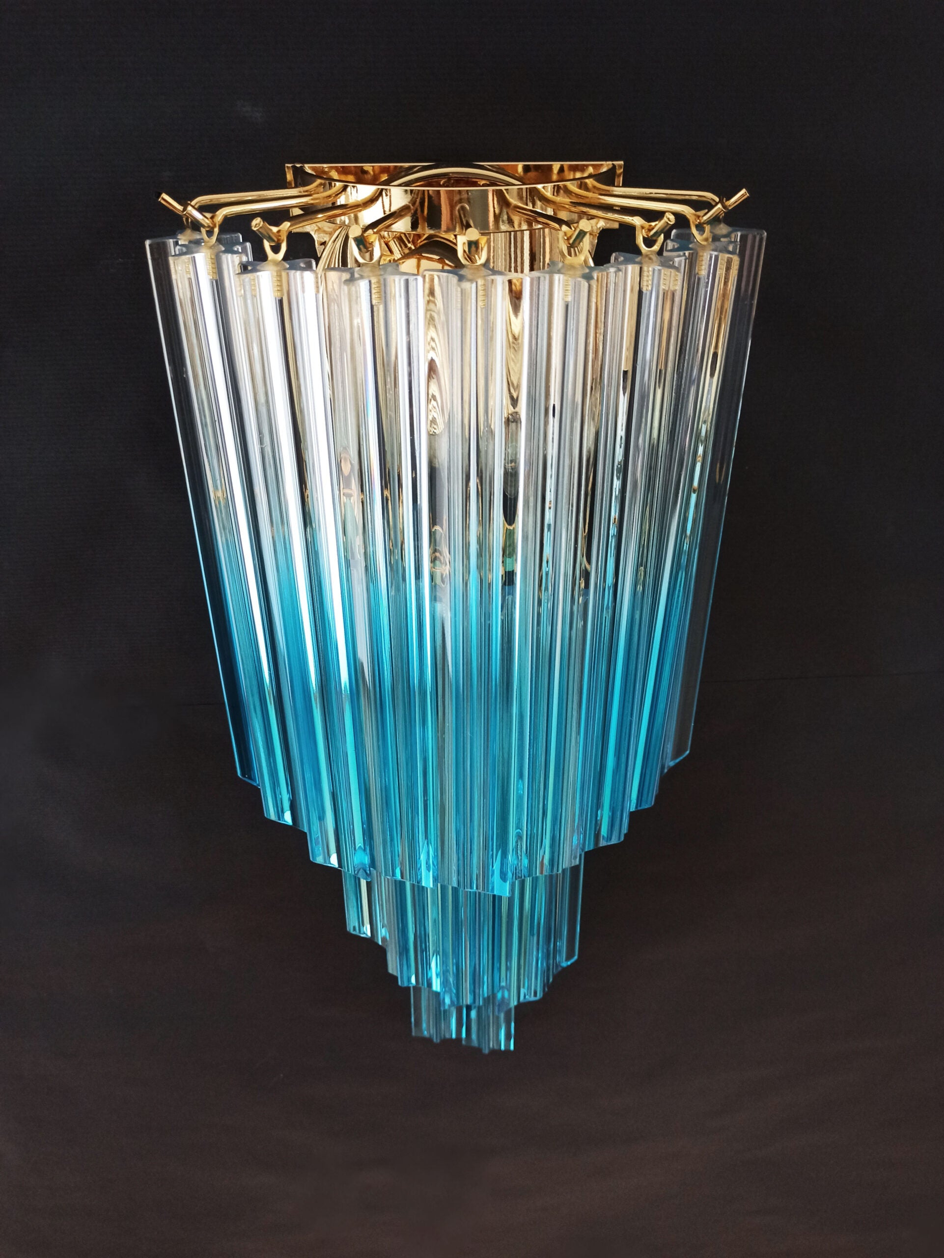 Murano Wall Lamp | 32 Clear Blue Prism Glass | Set of 2