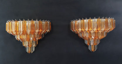 Murano Vegglampe | 63 Klare Gule Prismeglass | 1 par