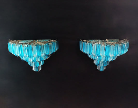 Murano Vegglampe | 63 Klare Blå Prismeglass | 1 par