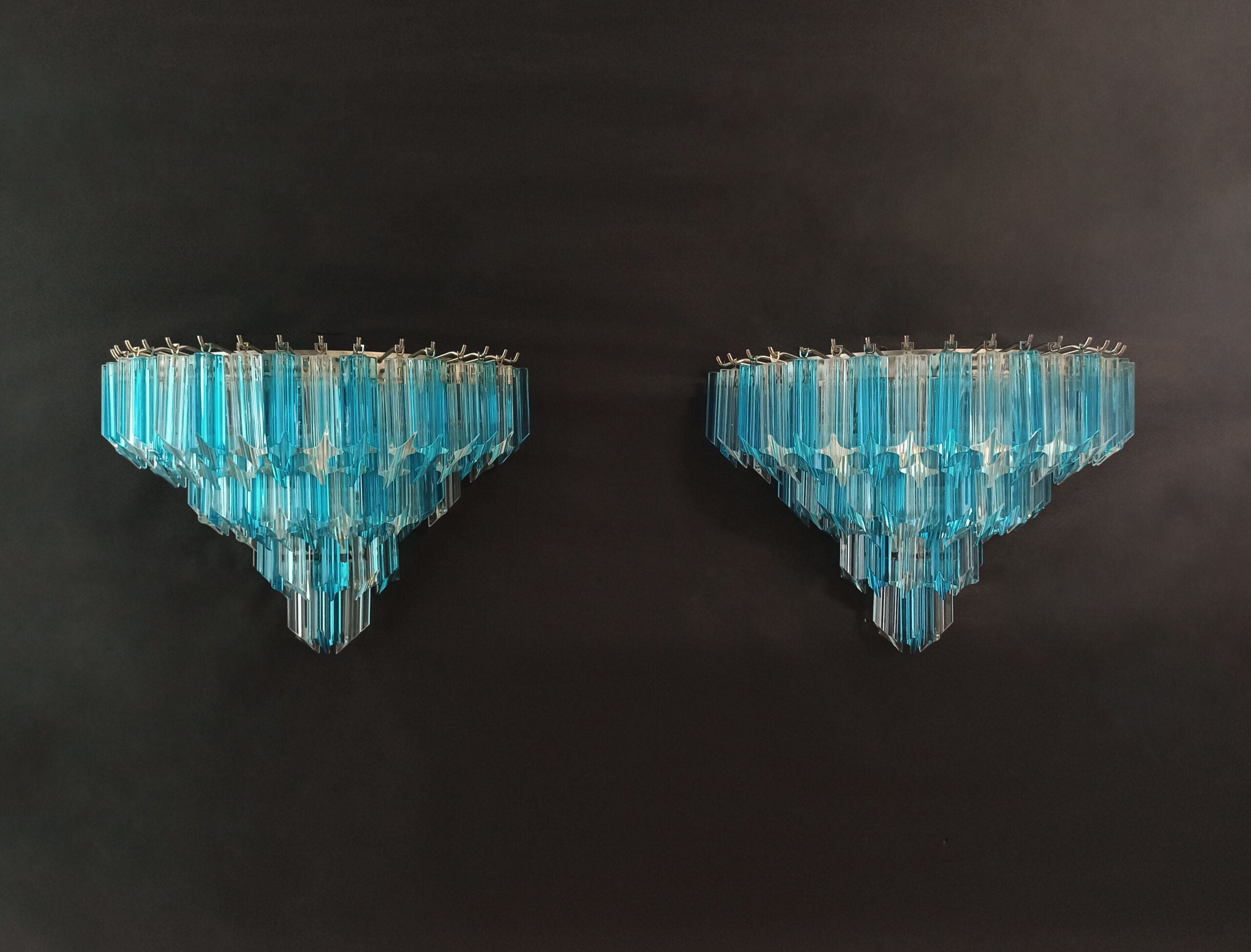 Murano Wall Lamp | 63 Clear Blue Prism Glass | Set of 2