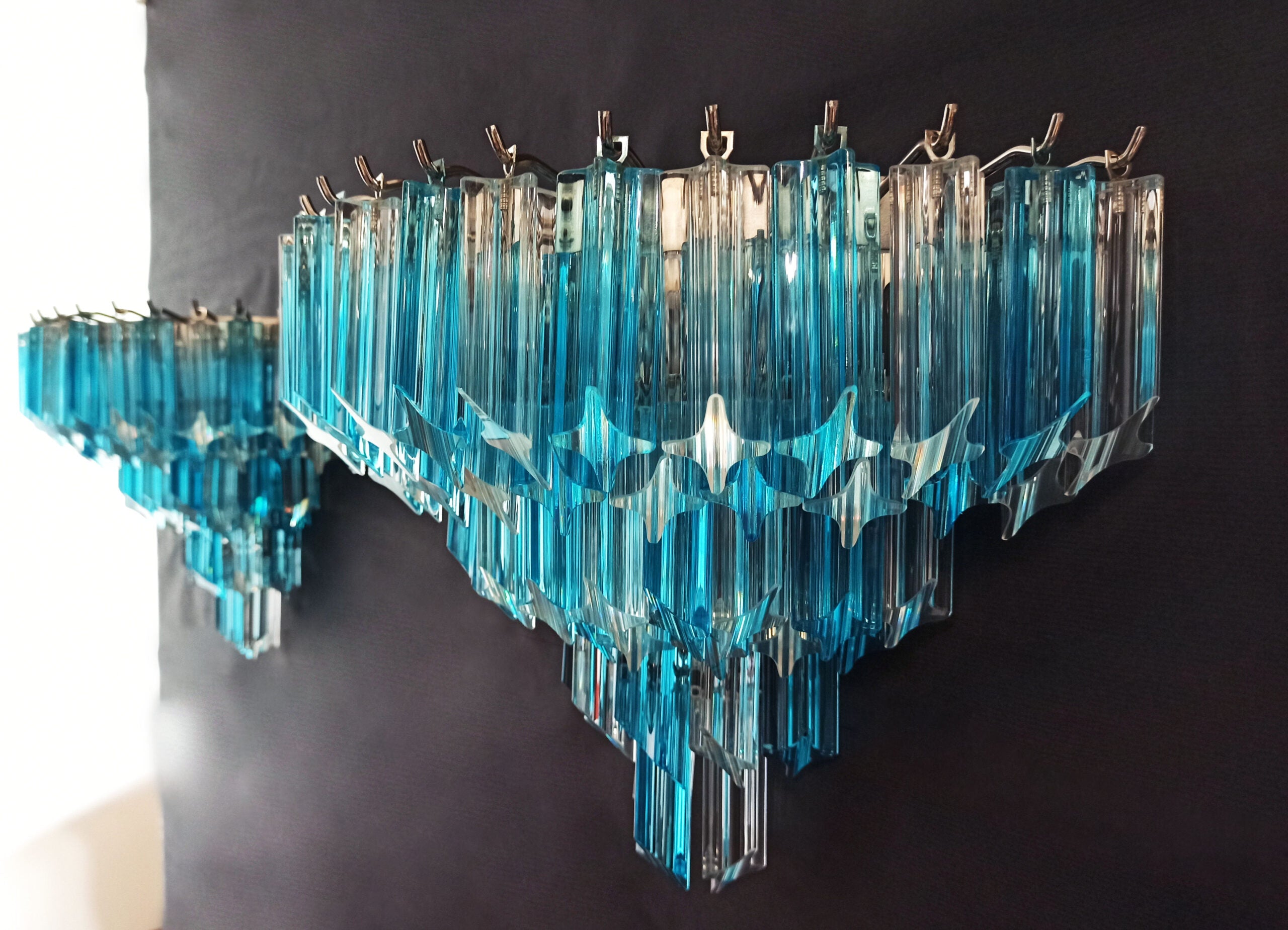 Murano Wall Lamp | 63 Clear Blue Prism Glass | Set of 2