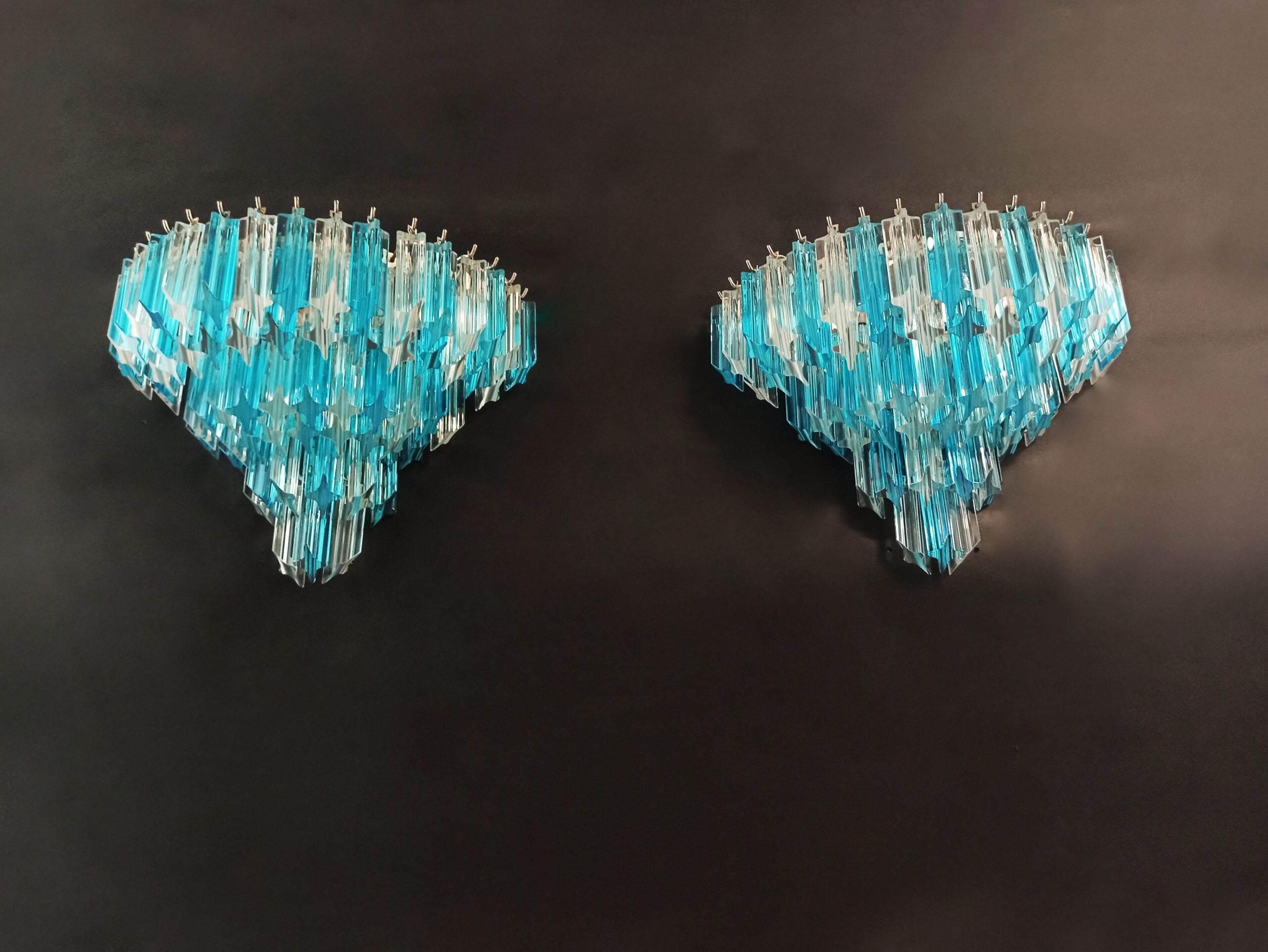 Murano Wall Lamp | 63 Clear Blue Prism Glass | Set of 2
