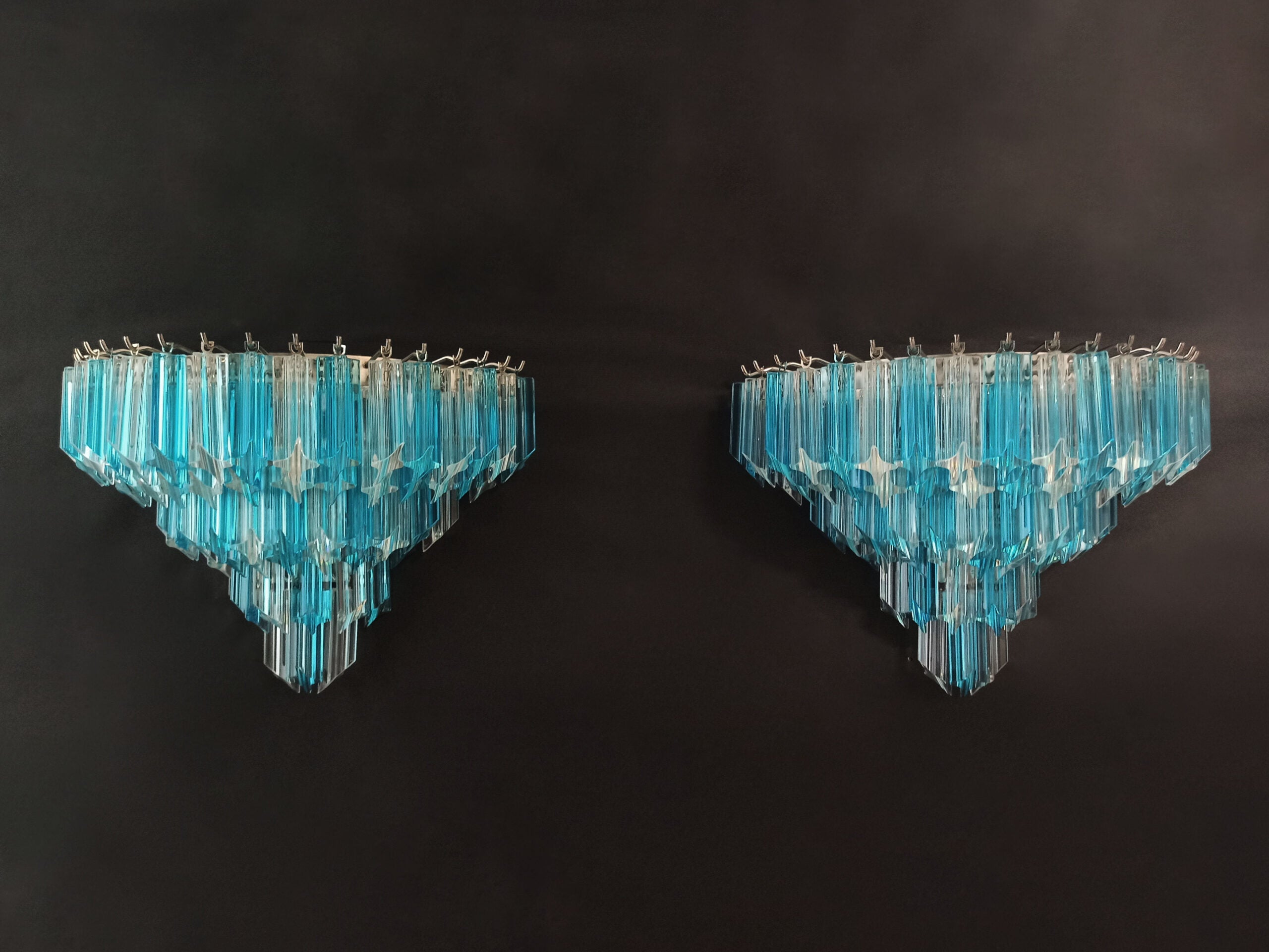 Murano Wall Lamp | 63 Clear Blue Prism Glass | Set of 2