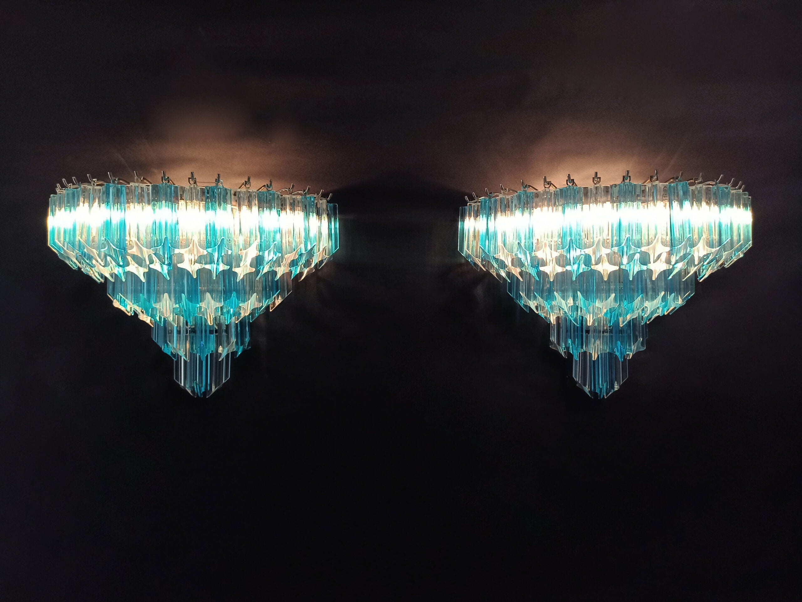 Murano Wall Lamp | 63 Clear Blue Prism Glass | Set of 2