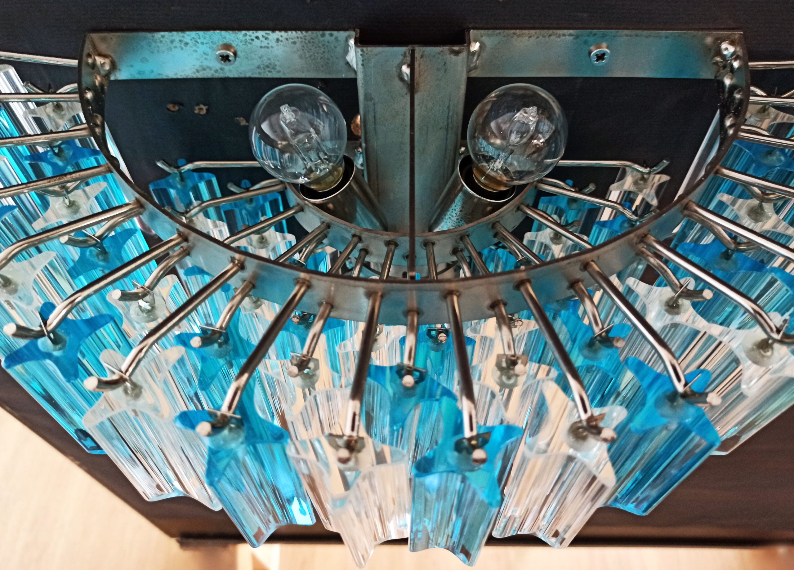 Murano Wall Lamp | 63 Clear Blue Prism Glass | Set of 2