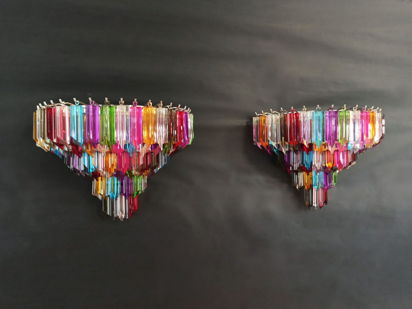 Murano Wall Lamp | 63 Multicolored Glass Prisms | 2 pcs