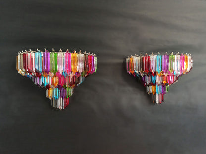 Murano Wall Lamp | 63 Multicolored Glass Prisms | 2 pcs